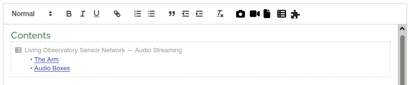 table of contents in editor